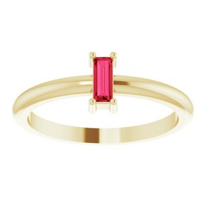 14K Yellow 5x2 mm Lab-Grown Ruby Stackable Ring