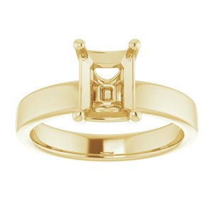 14K Yellow 8x6 mm Emerald Solitaire Engagement Ring Mounting