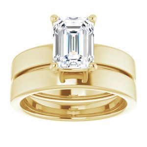 14K Yellow 8x6 mm Emerald Solitaire Engagement Ring Mounting
