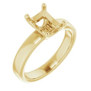 14K Yellow 8x6 mm Emerald Solitaire Engagement Ring Mounting