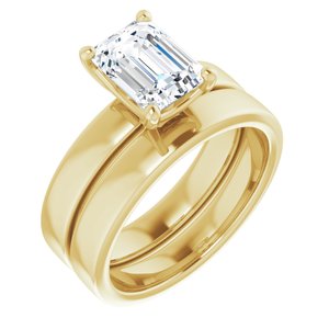 14K Yellow 8x6 mm Emerald Solitaire Engagement Ring Mounting