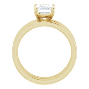 14K Yellow 8x6 mm Emerald Solitaire Engagement Ring Mounting