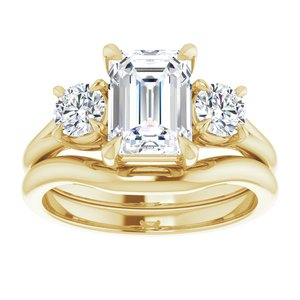 14K Yellow 8x6 mm Emerald Engagement Ring Mounting