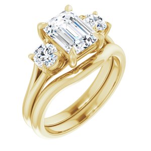 14K Yellow 8x6 mm Emerald Engagement Ring Mounting