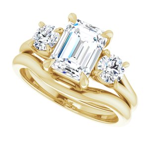 14K Yellow 8x6 mm Emerald Engagement Ring Mounting