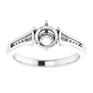 Sterling Silver 6 mm Round Engagement Ring Mounting