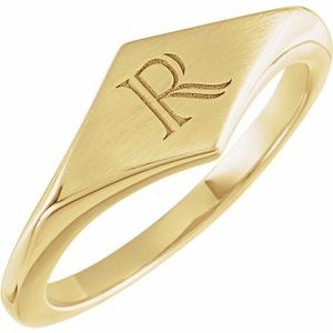 14K Yellow Geometric Signet Ring