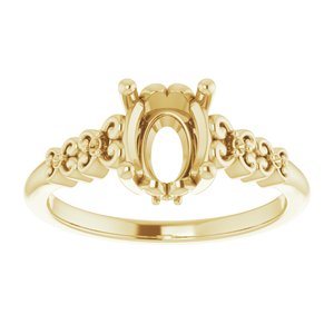 14K Yellow 8x6 mm Oval Engagement Ring Mounting