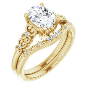 14K Yellow 8x6 mm Oval Engagement Ring Mounting