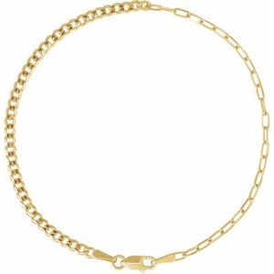 14K Yellow 2.7 mm Curb & Paperclip-Style 7" Chain