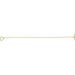 14K Yellow Heart & Paperclip-Style Chain 7" Bracelet