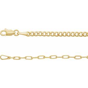 14K Yellow 2.7 mm Curb & Paperclip-Style 7" Chain