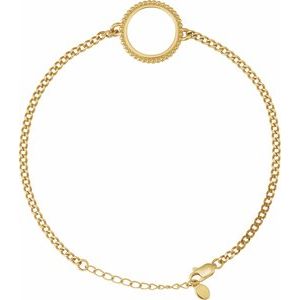 14K Yellow Coin Frame Adjustable 7-8 Bracelet Mounting 13 mm Coin