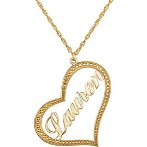 10K Yellow Nameplate Heart 18" Necklace