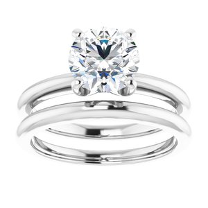 14K White  7.4 mm Round Solitaire Engagement Ring Mounting