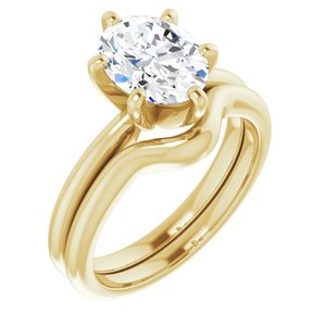 14K Yellow  9x7 mm Oval Solitaire Engagement Ring Mounting