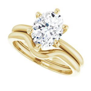 14K Yellow  9x7 mm Oval Solitaire Engagement Ring Mounting