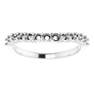 14K White Band Mounting for 6.5 mm Round Ring
