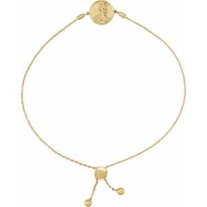 14K Yellow Aphrodite Coin Cable Bolo 9.5" Bracelet